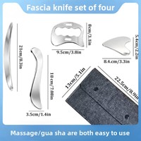 Couteau de massage en acier inoxydable, planche Gua Sha, outil de relaxation, kit de thérapie de massage relaxant pour le corps entier, les épaules et le cou CM-JMD02