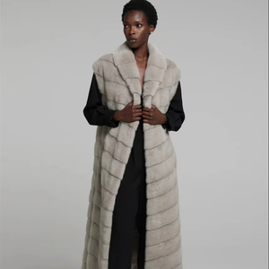 Gilet <span class=keywords><strong>in</strong></span> Pelliccia di <span class=keywords><strong>Visone</strong></span> Argento Blu a Lunghezza Intera, Lussuoso Gilet <span class=keywords><strong>in</strong></span> Pelliccia di <span class=keywords><strong>Visone</strong></span> Grigio Senza Maniche per Donna, Cappotto <span class=keywords><strong>in</strong></span> <span class=keywords><strong>Visone</strong></span> con Scollo a V per Interni Invernali - Product Image 1