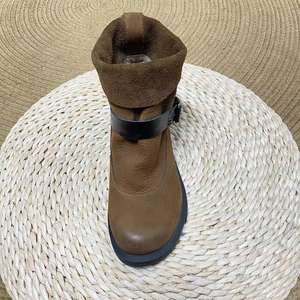 Botines de Ante 100% Cuero Vacuno para Mujer, Estilo Chelsea, Tallas Grandes, Retro, Tacón Grueso, Ligeros para Verano, Personalizables con Logotipo - Product Image 4