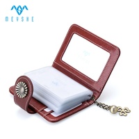 Dompet Kartu Bisnis Kulit Asli RFID yang Praktis dengan Rumbai, Pola Logo Timbul, Gaya Vintage, dan Penutup Kancing