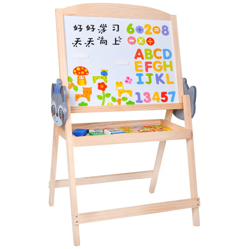 Wooden Montessori Drawing Easel Standing Black And While Board Birthdays Gift For Kids Children'S Educational Toys