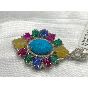 Nuevo y Popular Colgante de Lujo MALTI SHAPHIRE, TURQUOISE, Plata de Ley 925, Regalo para Fiestas, Bodas, Ceremonias Religiosas y Eventos - Product Image 3