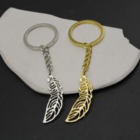 Ajurlu Tüy Anahtarlık, 11x30mm, Hediyelikler için Parlak Metal Minimalist Çanta Süsü, Altın ve Gümüş