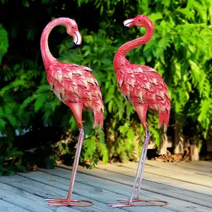 Zhongpin Hot Sale Ornamental Low Price Long Rusty Gazebo Flower Outdoor Garden Decor Pink Flamingo Garden Ornaments