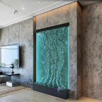 Écran mural à bulles d'eau mobile moderne sur pied avec lumières LED RGB, design en panneau acrylique pour cloison décorative