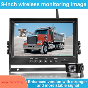 กล้องมองหลังไร้สาย 1080P IP67 จอภาพ 9 นิ้ว พร้อมเส้นกะระยะจอดรถ บันทึกภาพลงการ์ด สำหรับรถบรรทุกพ่วงกึ่งพ่วง Wireless-9-x38 Wirele - Product Image 1