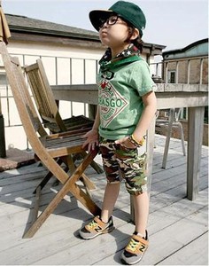 Shorts pour garçons en coton style camouflage en gros - Product Image 2