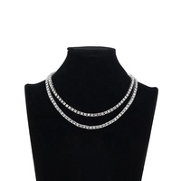 Colliers chaînes de tennis givrées, avec pierres CZ scintillantes, en alliage de 3mm de largeur, simple rangée, en stock, nouvelle collection