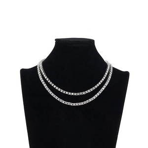 Collares de cadena de tenis de una sola fila, piedras y aleación de CZ ostentosas, 3mm de ancho - Product Image 4