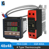 Pengontrol Suhu Digital PID LCTC REX-C100 Dengan Relay SSR 40DA Dengan Termokopel K Probe 1m Termostat 0-400 ℃   Keluaran SSR