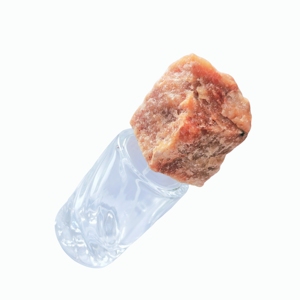 Botella de Perfume de Vidrio Ondulado Artístico con Tapa de Piedra Roja Natural - Product Image 3