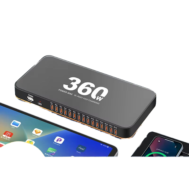 360W 15-Port USB Desktop Charger Multi-Device Fast Charging Station 15 Ports PD Charger Hub for Phones Tablets & Laptop Charger