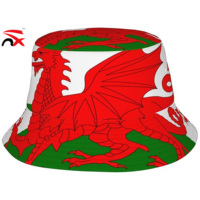 Casquettes de seau en polyester avec drapeau du Pays de Galles, impression numérique personnalisée en gros, pour les fans qui encouragent
