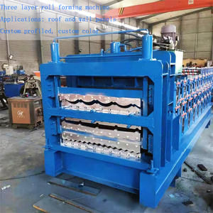 Drie Lagen Dak Vellen Roll Forming Machine Gegolfd Trapezium Stalen Metalen Ijzer Dakplaat Making Machine Prijs