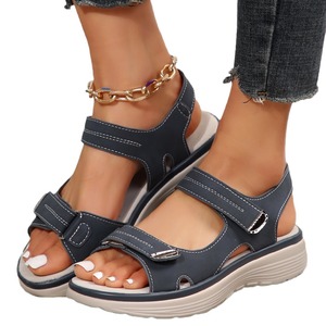 New Leather Sandals Women's Sports Style Slope Heels Lightweight Large Size Comfortable Slippers Wholesale for Women - Product Image 6