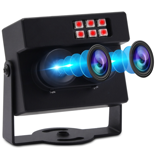 ELP 1080P Dual Lens WDR Webcam Low Light AR0230 RGB/Black&White 2MP IR LED Infrared Camera for Face Recognition,Biopsy Detection