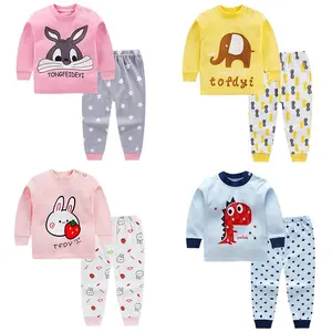 En gros dessin animé BABAIES ensembles 100% coton enfants pyjamas 2 ensemble fille garçons enfants printemps enfants ensembles de vêtements de nuit