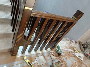 Cao cấp rắn gỗ cầu thang tay vịn thiết kế hiện đại phong cách cho nhà & biệt thự phong cách khác nhau trực tiếp vận chuyển từ nhà sản xuất - Product Image 5