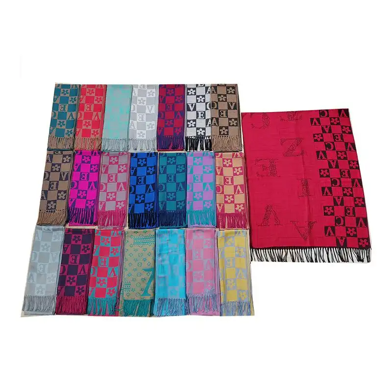 Woven manufacturers cross-border supply Letter flower jacquard shawl cotton acrylic scarf