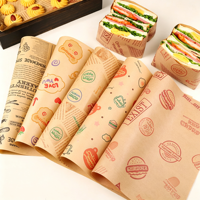 Kertas Pembungkus Burger Anti Minyak Berlapis PE Food Grade dengan Desain Merek untuk Restoran dan Sandwich