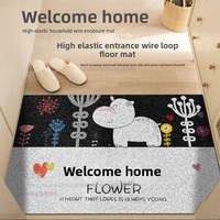 Tappetino Quadrato in PVC Premium Antiodore con Pelo a Loop, Stile Cartone Animato, Antiscivolo e Antipolvere per Ingresso e Spazi Domestici