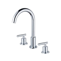 Robinet de lavabo de salle de bain de luxe en laiton brossé doré, corps en laiton, poignée en alliage de zinc, mitigeur à 3 trous pour montage sur comptoir, usine OEM