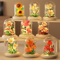 Nouveau Kit de Blocs de Construction DIY MOC, Jouets Modèles en Plastique pour Enfants pour l'Arrangement Floral, Housse Anti-Poussière, Tulipe, Rose, Tournesol, Succulentes, Jardins