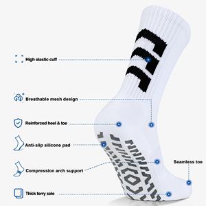 الجوارب الرياضية المخصصة المضادة للانزلاق الأبيض طاقم كرة القدم عدم الانزلاق ضغط قوس دعم جورب مخصص قبضة كرة القدم الجوارب - Product Image 3
