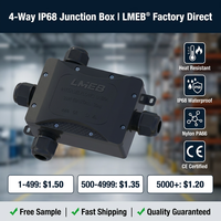 LMEB Livraison en 3-7 jours OEM/ODM Boîtiers de panneaux électriques 5-60A 450V Boîtes de jonction en plastique PA66 IP68 pour câbles d'éclairage LED 3 voies