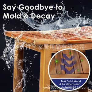 Tabouret de douche en teck, bois massif, 51x36x46cm, siège de salle de bain imperméable avec rangement pour personnes âgées et femmes enceintes - Product Image 1
