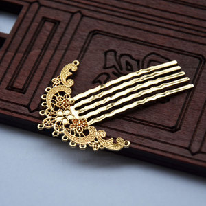 Peineta de Cobre con Filigrana 45*62MM, Hueca, Estilo Tradicional Chino, Accesorio Hanfu - Product Image 4