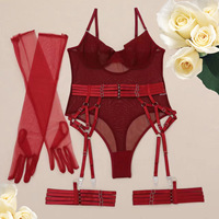 Ff1850 Mini Mesh Transparant Badpak V-Hals Doorzichtig Sexy Lingerie Doorschijnende Bodysuit Uit Één Stuk