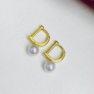 22482DIY Pearl Accessories S925 <b>Silver</b> D-Shaped Female Earnail with 9-12mm Round <b>Beads</b> Empty Tray Jewelry Findings & Components - Product Image 4