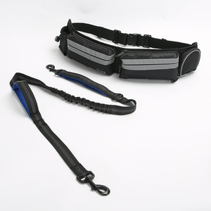 Sac banane pour animaux de compagnie avec laisse intégrée, noir, mains libres, pour promenades canines, style sportif - Product Image 5