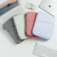 Nueva Bolsa para Portátil Coreana a Cuadros, Duradera, de Gran Capacidad, para Portátiles Apple de 11 Pulgadas, Funda para Tablet, Disponible en Stock