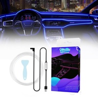 Kit d'éclairage ambiant pour voiture, bande LED RGB, fil néon, éclairage à fibres optiques USB, IP68 étanche, commande manuelle, ajustement universel pour le centre de la voiture