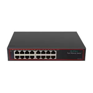 16port 10/100M sakelar Ethernet Cepat Desktop atau sakelar jaringan tidak terkelola pemasangan dinding