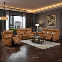 Professionelles Echtleder Elektrisch Verstellbares Relaxsofa-Set Dreisitzer Wohnzimmermöbel