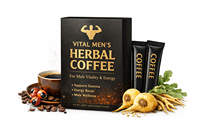 Poudre de café aux herbes pour la vitalité masculine adulte : Mélange de Maca, Panax Ginseng, Cordyceps et Ashwagandha – Soutien naturel à l'énergie et à la résistance