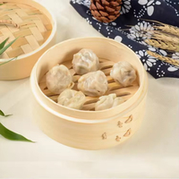 Panier vapeur en bois de 10 pouces, ensemble de 2 cuiseurs vapeur à étages en bambou, qualité professionnelle, pour wok, gaz et raviolis