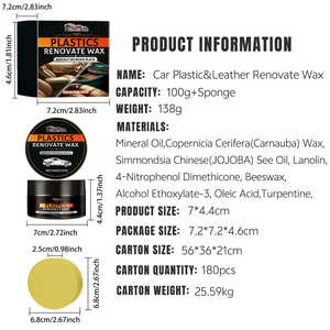 רכב עור פלסטיק לרכב מושבי דשבלוחות מחוונים שחזור שעווה ערכת 100 מ "ל מחזקים פלסטיק - Product Image 2