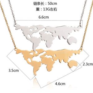 Collana pendente personalizzata in acciaio inossidabile la tua mappa del mondo all'ingrosso - Product Image 4