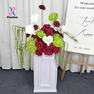 Promise Red Rose Green Hydrangea <b>Silk</b> Artificial <b>Flowers</b> White Calla Lilies for Modern Wedding Welcome Signs Event Decorations - Product Image 1