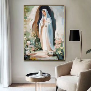 Lienzo hecho a mano Virgen María minimalista cristiano 3D arte de pared decoración del hogar pinturas religiosas católicas - Product Image 3