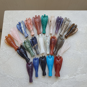 Figurine d'ange en fluorite bleue faite à la main, sculpture en pierre semi-précieuse, décoration artisanale pour la maison - Product Image 3