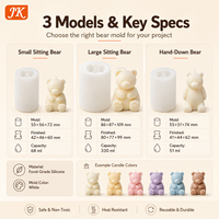 Moule à bougie 3D en silicone Jinke, ours mignon assis, animal, parfumé, aromathérapie, résine, DIY, fait main, réutilisable, qualité alimentaire