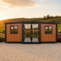 Maison conteneur pliable 20ft 40ft, villa modulaire préfabriquée avec terrasse, ignifuge et isolée, idéale pour les zones scéniques montagneuses