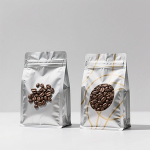 Custom Logo Flat Bottom Plastic Packaging <b>Bags</b> PE Protein Powder Coffee <b>Beans</b> with Valve Zipper - Product Image 2