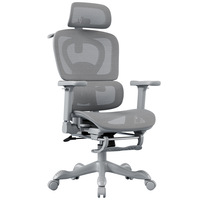 Chaise de bureau ergonomique en maille avec accoudoirs 9D, appui-tête inclinable et réglable, base pivotante et roulante - Design moderne et épuré