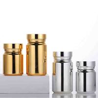 Flacon en plastique de luxe électroplaqué or et argent pour médicaments, vide, 80 ml, 120 ml, en PET, avec ouverture facile, pour le stockage de capsules et de pilules, emballage